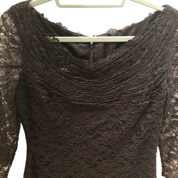 NWT Chris Kole, Saks Fifth Avenue, Lace Formal Midi Black Dress, Y2K, Size 12 - Picture 3 of 7